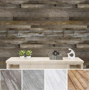 Vinyl Wall Panels - Vintage Wood Pattern(Brown Mix) Easy Peel and Stick self Adhesive Tiles for Kitchen Island Bedroom Doorways Backsplash Planks